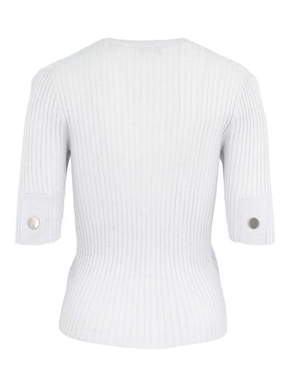 Vince Snap Elbow Sleeve Crew in Off White/Salt Glass