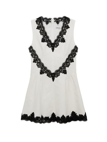 Simkhai Minna Cotton Faille Lace Mini Dress in Ivory Multi