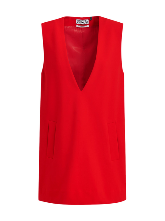 Essentiel Antwerp Itravel Red Sleeveless V-Neck Minidress