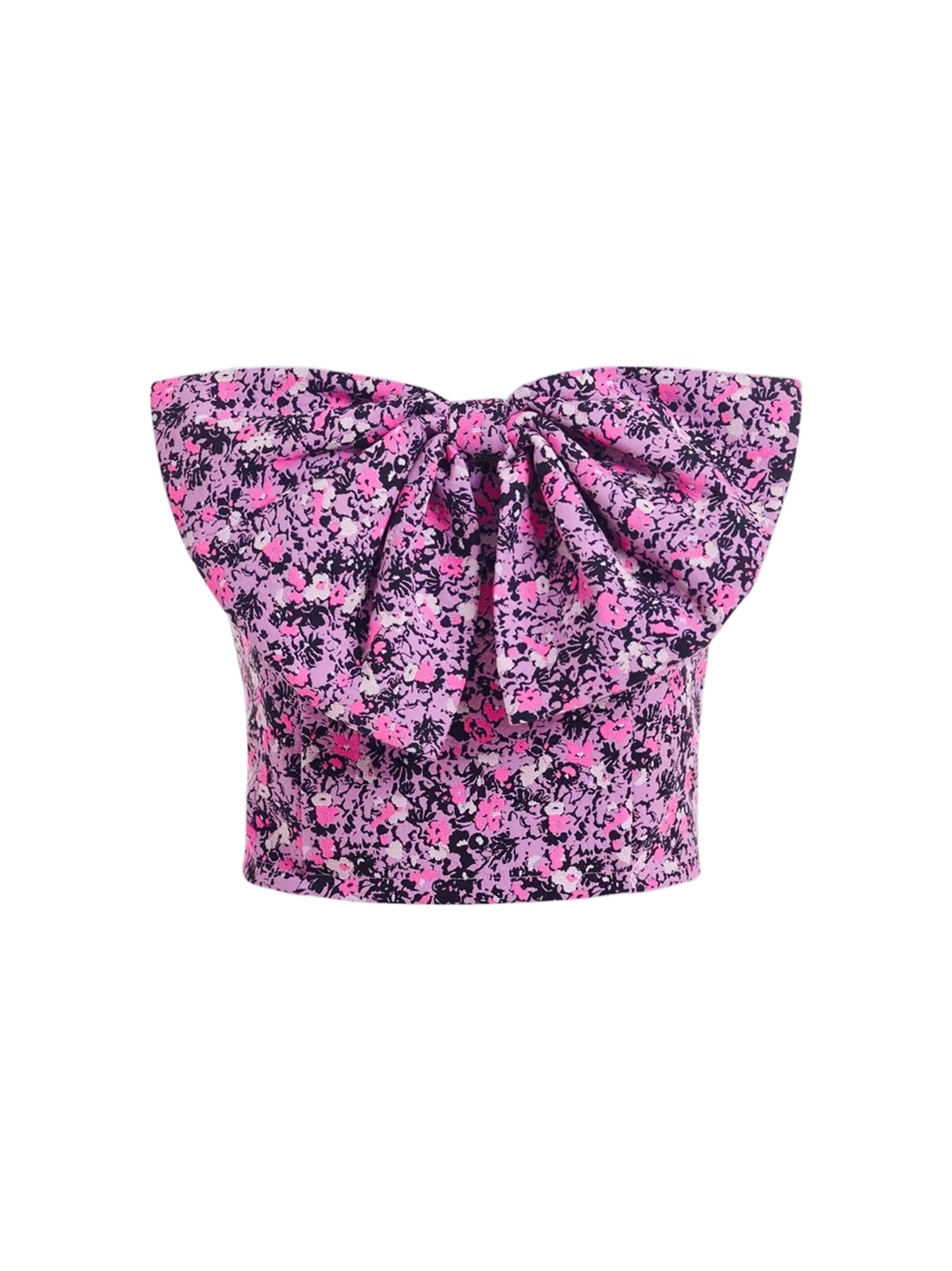 Essentiel Antwerp Purple, Pink and Black Bustier Top with Bow