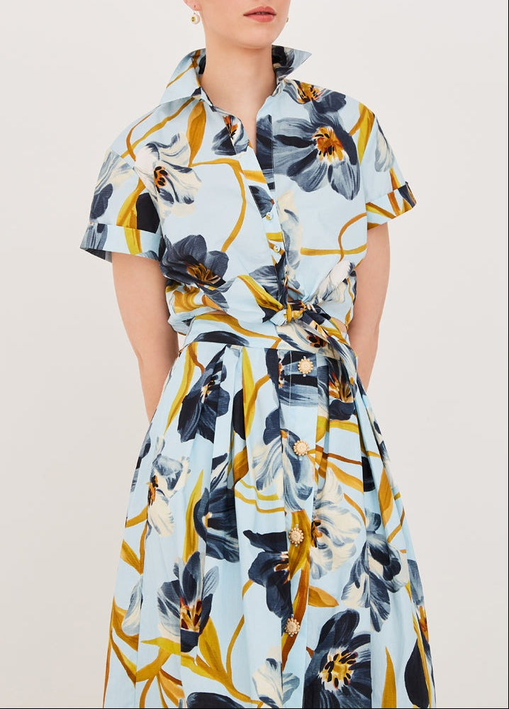 Cara Cara Asbury Top in Marais Bloom Blue