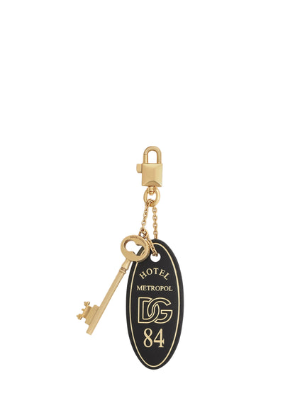 Dolce & Gabbana Calfskin Tassel Keychain in Black
