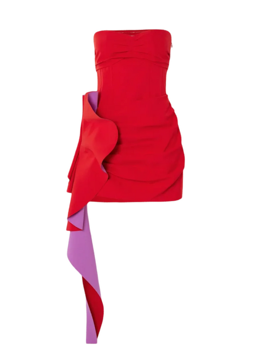 Simkhai Adina Cascade Minidress in Red/Pink