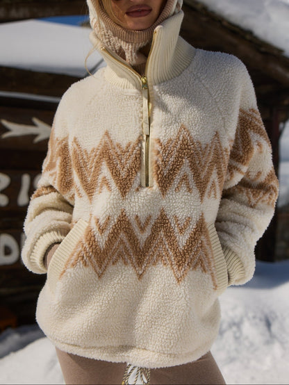 Varley Hendrik Half Zip Sherpa in Egret