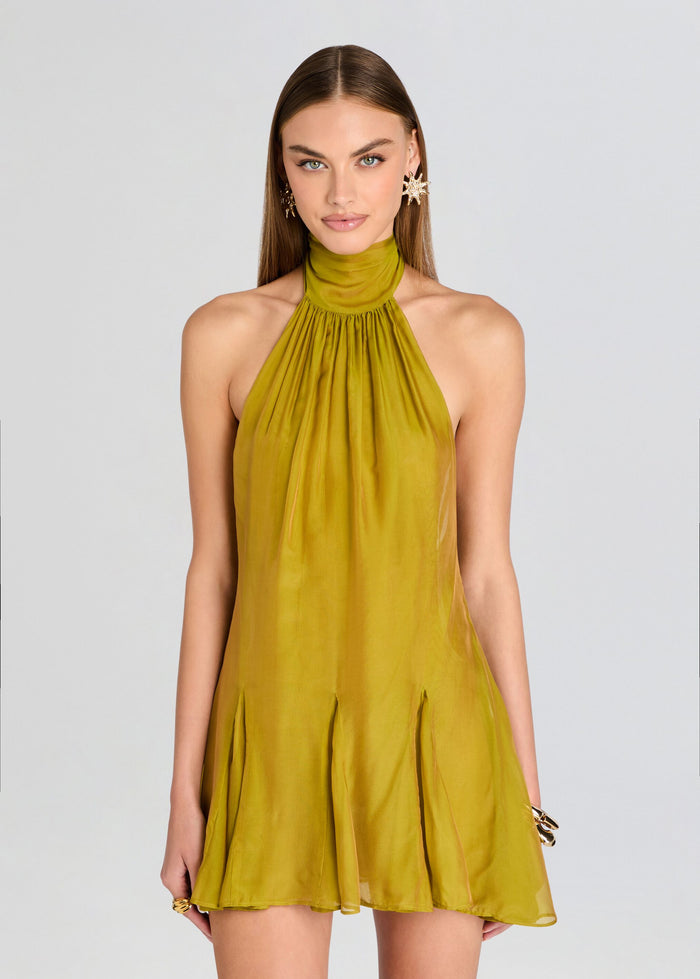 Retrofête Lilacine Chiffon Dress in Iridescent Dijon