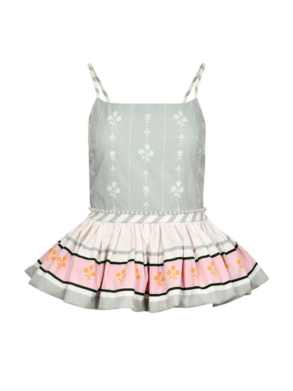 Pamela Stevenson Camille Peplum Top in Sage