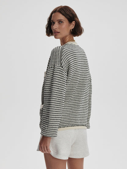Varley Tidewell Textured Knit Jacket in Birch Multi Stitch