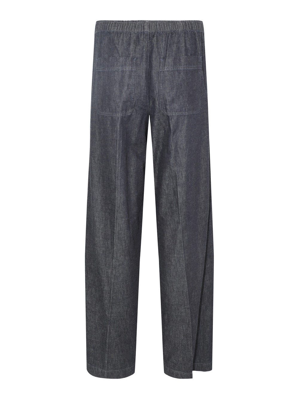 Vince Low-Rise Pull-On Wide-Leg Twill Pant in Washed Indigo