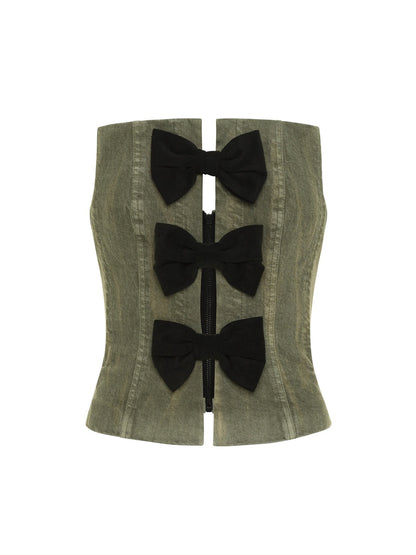 Hellessy Arfa Bustier in Olive Distress/Black Olive