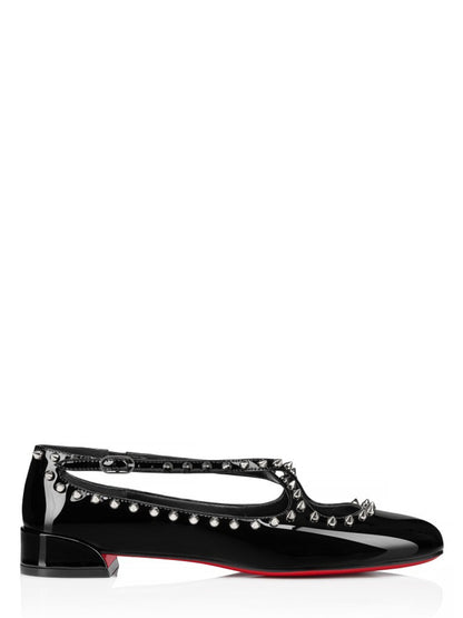 Christian Louboutin Pilouta Jane Spikes Flat Ballerinas in Black | In-Store Only