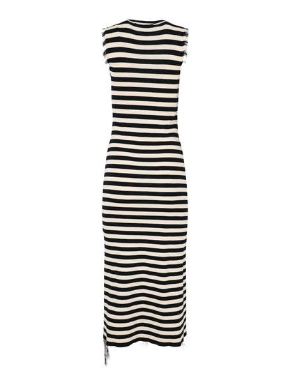 Simon Miller Sabine Fringe Knit Dress in Black/White Stripe