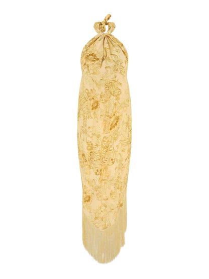 Hemant and Nandita Zar Halter Neck Maxi Dress in Yellow