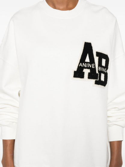 Anine Bing Miles Sweatshirt Letterman in Off White