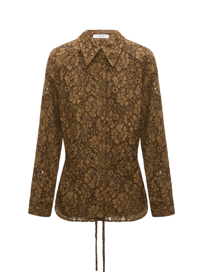Dorothee Schumacher Powerful Lace Blouse in Porcini