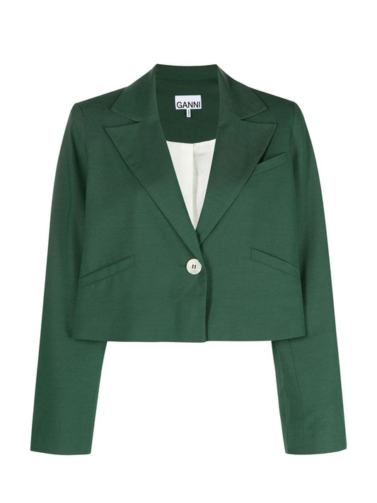 Ganni Drapey Melange Short Blazer