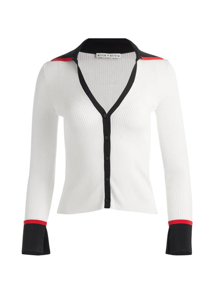 Alice + Olivia Nealie Cardigan in Soft White/Multi