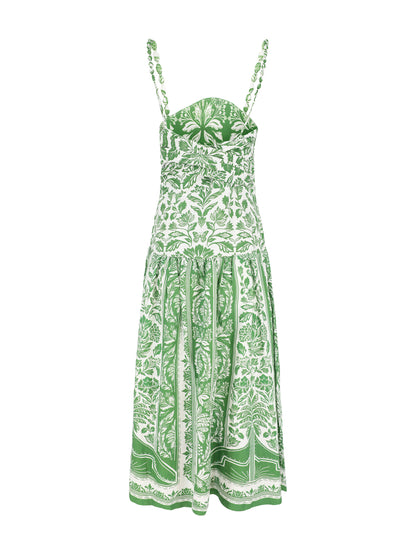 green emerald velvet dress Farm Rio Midi Dress in Delicate Tapestry Green – Leigh's of Breton Village