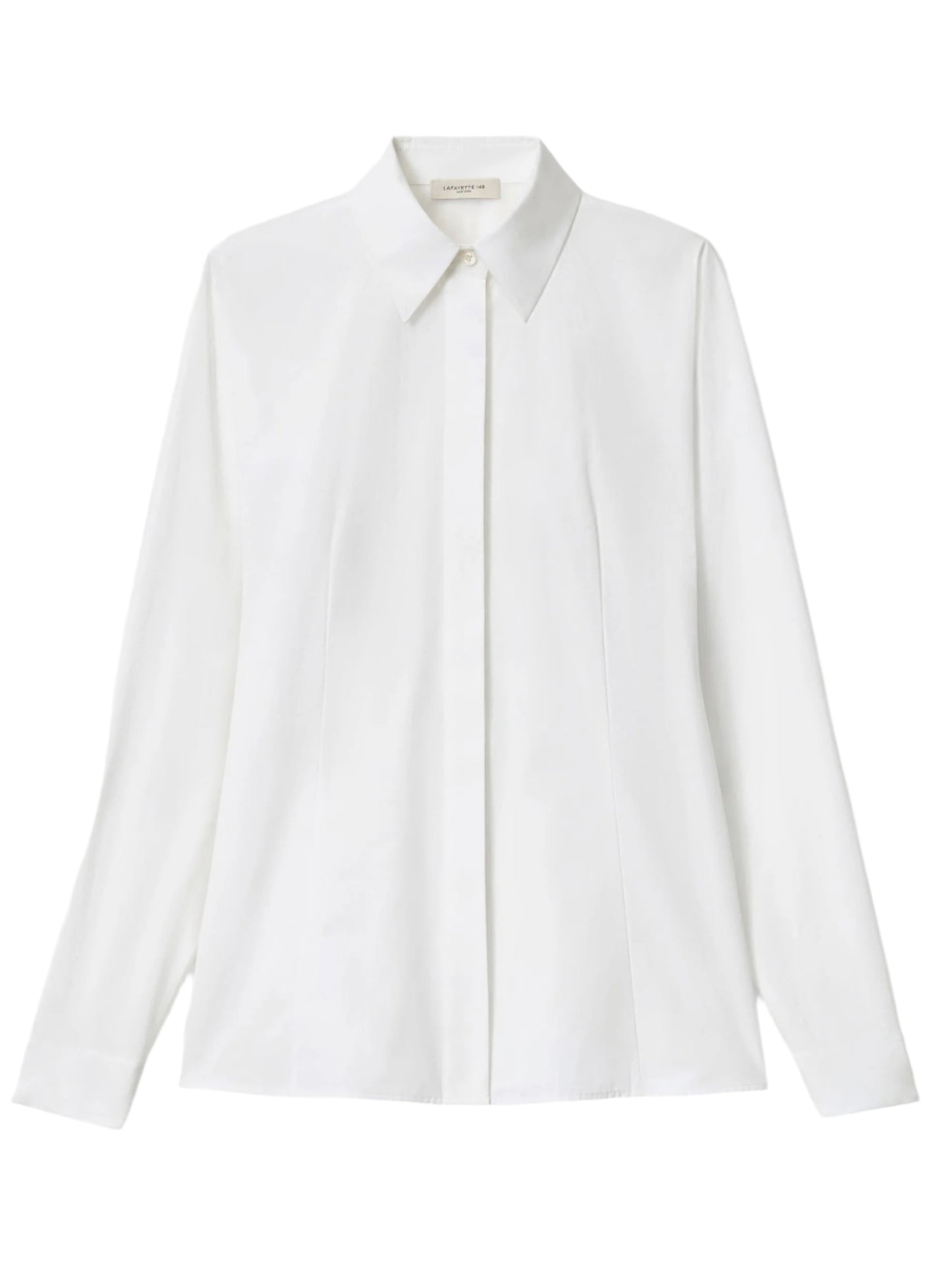 Lafayette 148 Organic Cotton Poplin Pintuck Back Shirt in White