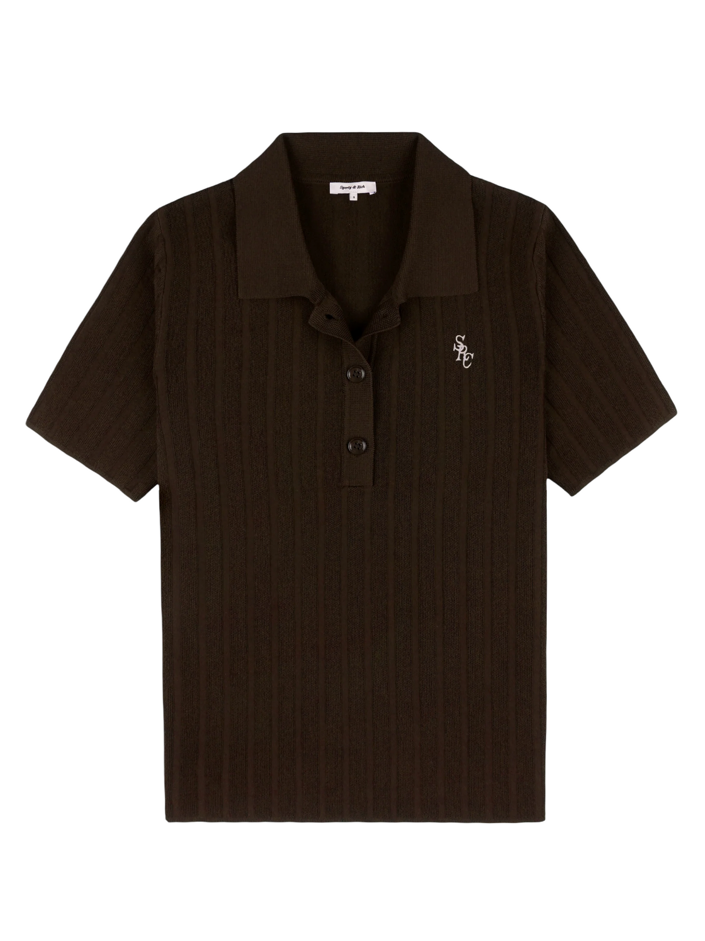 Sporty & Rich SRC Ribbed Polo in Cioco Cioco