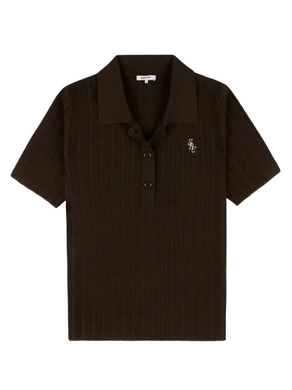 Sporty & Rich SRC Ribbed Polo in Cioco Cioco
