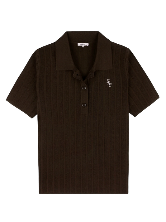 Sporty & Rich SRC Ribbed Polo in Cioco Cioco