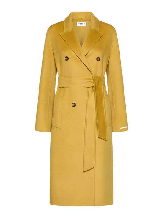 Marella Double-Sided Pure Wool Coat in Mustard