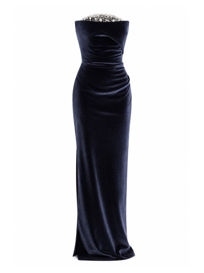 Pamella Roland Gown With Embroidery in Charcoal/Silver