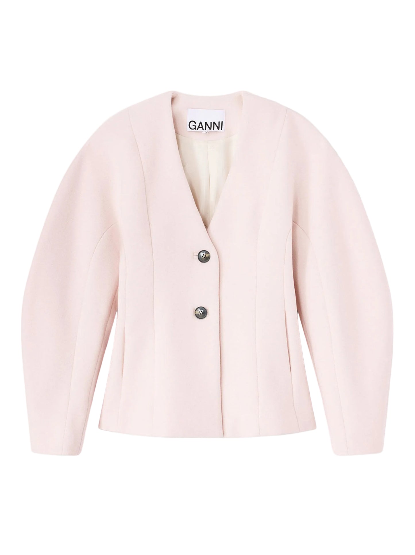 Ganni Peacoat Wool Fitted Blazer in Ballerina