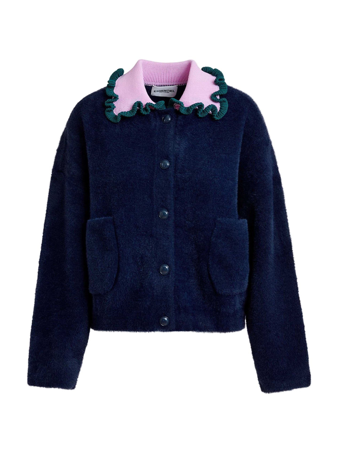 Essentiel Antwerp Knitted Cardigan in Dark green/Navy/Purple