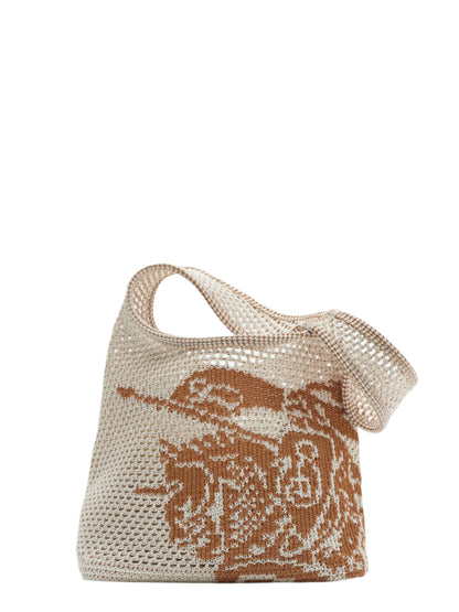 Burberry Small EKD Crochet Bag in White/Sand
