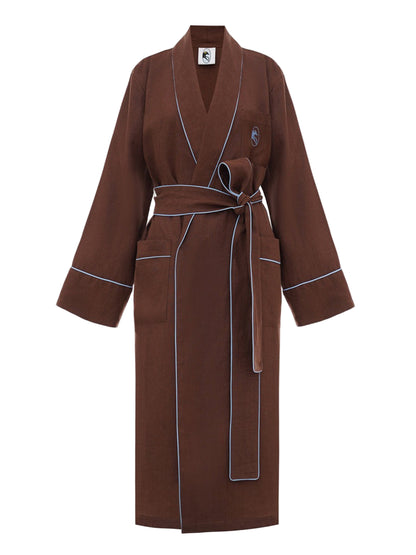 Sleeper Paros Linen Unisex Robe in Brown
