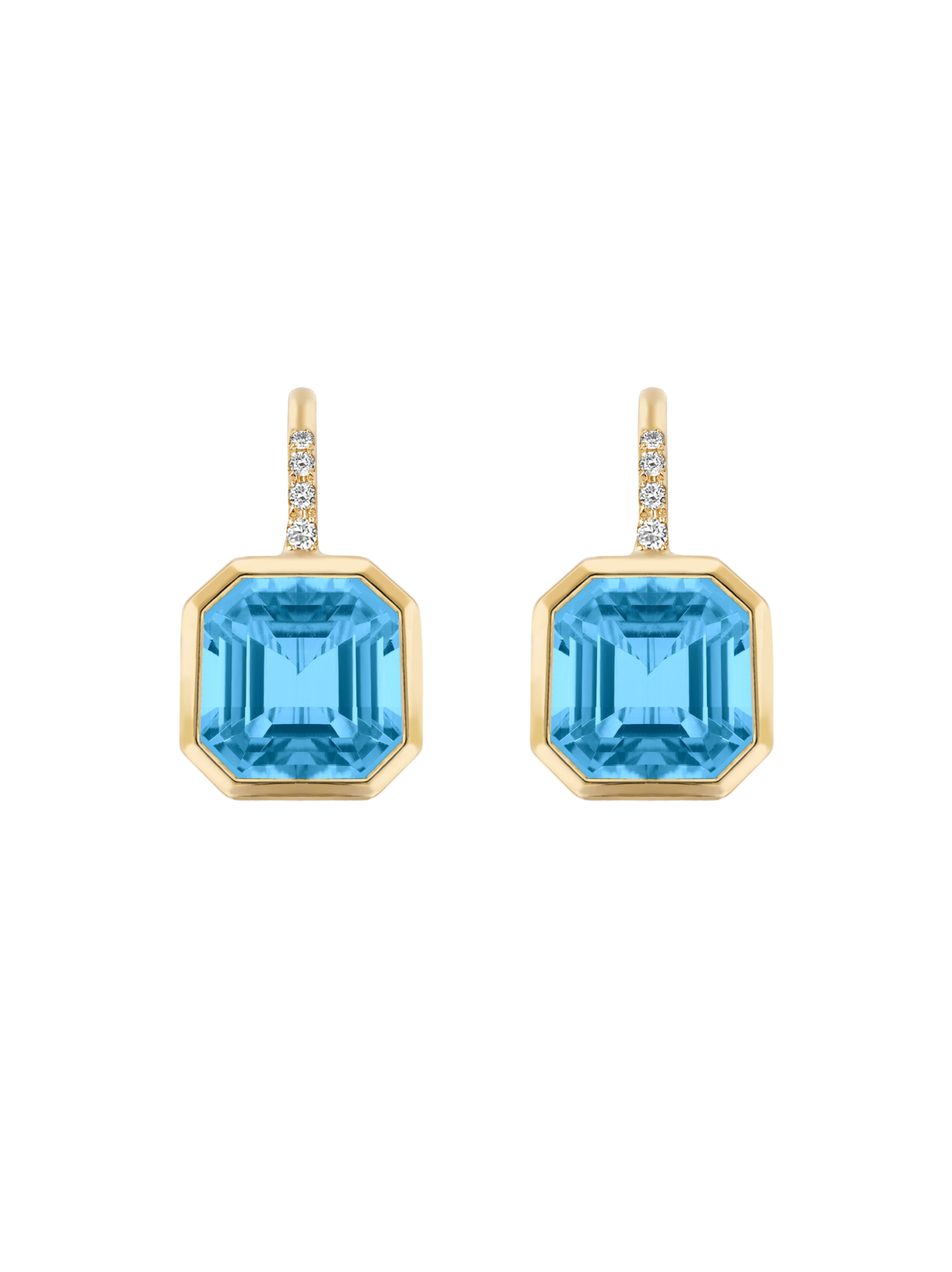 Goshwara The Gossip Collection Octagonal Bezel Drop Earrings in Blue Topaz