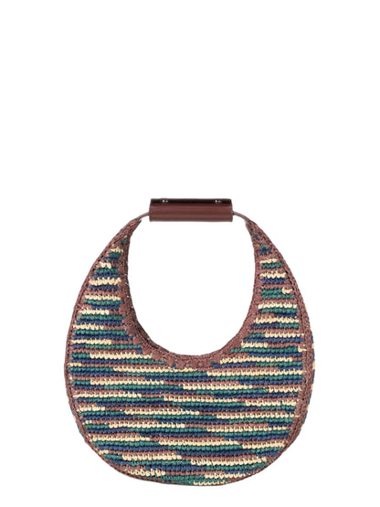 Staud Moon Raffia Tote Bag in Mixed Raffia