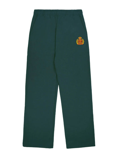 Sporty & Rich NY Crest Embroidered Wide Sweatpant in Forest
