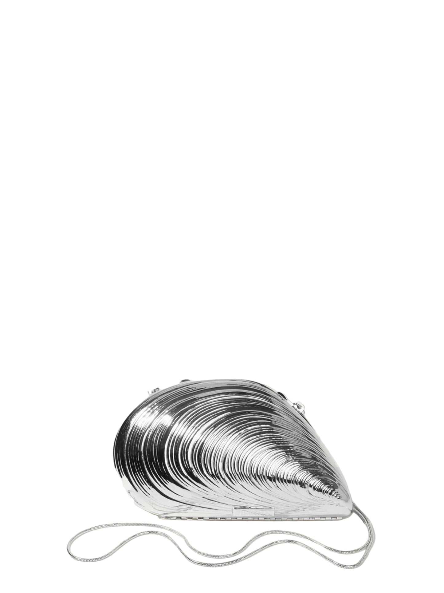 Simkhai Bridget Metal Oyster Clutch in Silver