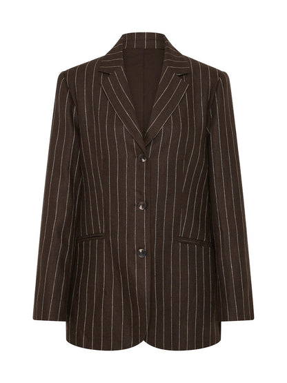 Posse Leon Blazer in Chocolate Cream Pinstripe