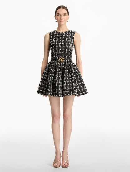 Oscar de la Renta Woven Denim Jacquard Dress in Indigo