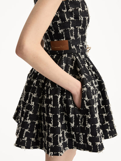 Oscar de la Renta Woven Denim Jacquard Dress in Indigo