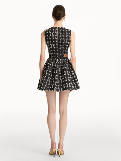 Oscar de la Renta Woven Denim Jacquard Dress in Indigo