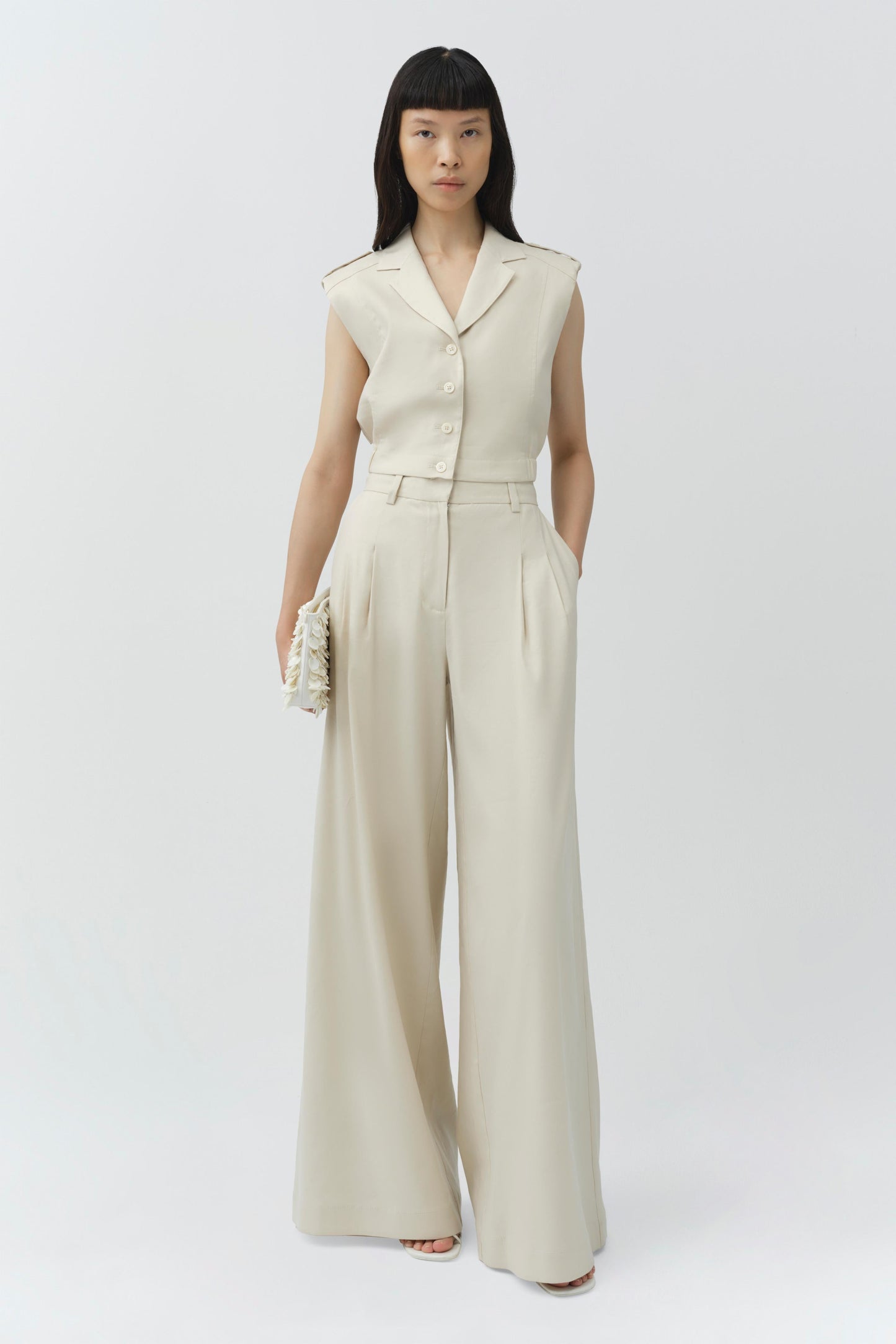 Simkhai Ramsey Linen Wide Leg Pant in Sand