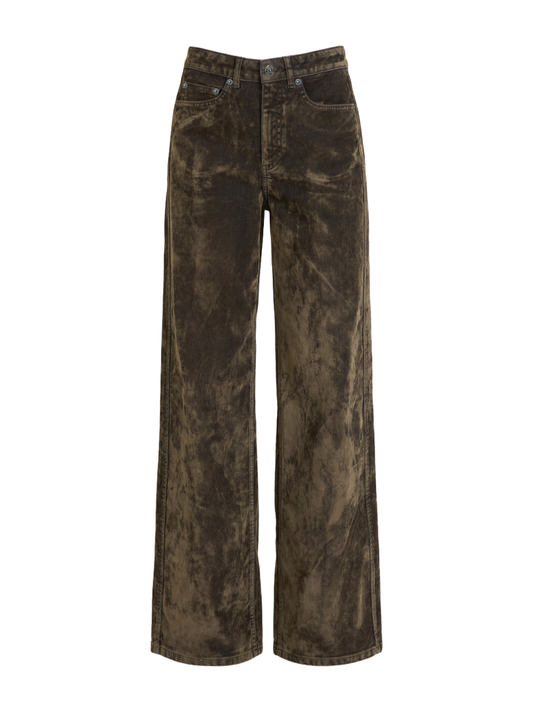 Cinq à Sept Flocked Betsy Jeans in Dark Olive
