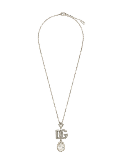 Dolce & Gabbana Logo-Pendant Crystal-Embellished Necklace