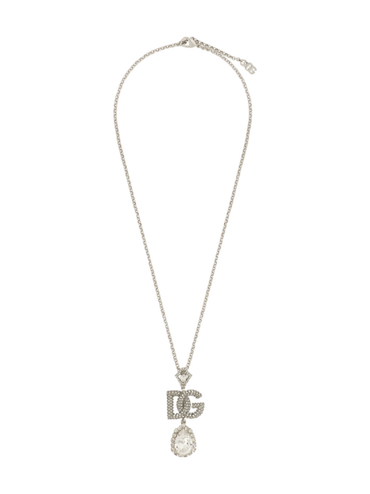Dolce & Gabbana Logo-Pendant Crystal-Embellished Necklace