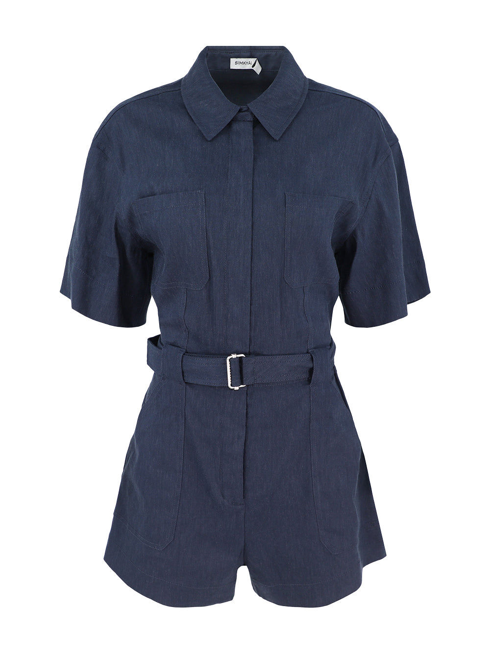 Simkhai Aspen Short Sleeve Romper in Midnight
