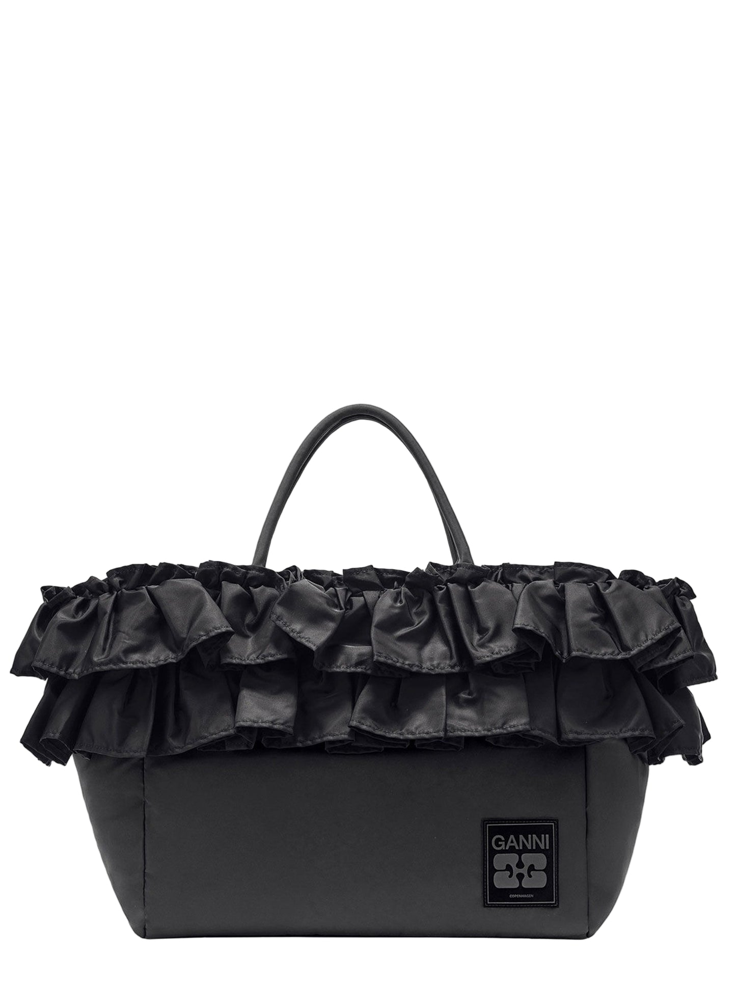 Ganni XXL Ruffle Tote in Black
