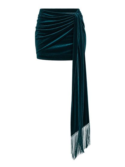 Retrofête Imperia Velvet Skirt in Sarcelle