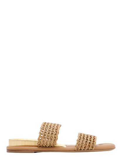Casadei Zeppa Blade Goldeneye Sandal in Oro-Natural