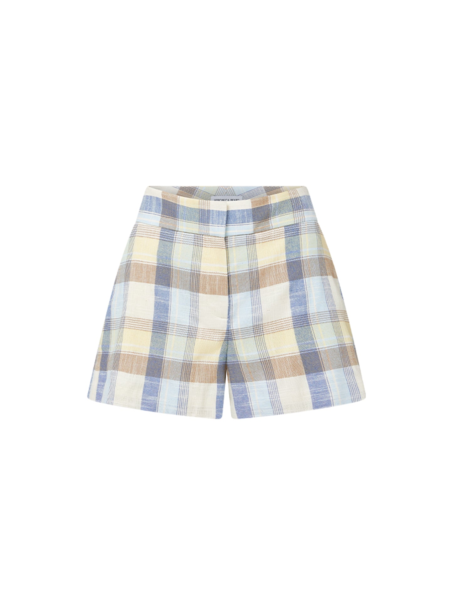 Veronica Beard Allen Plaid Short in Powder Blue Multi
