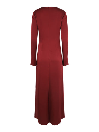 Simkhai Qiana Long Sleeve Draped Gown in Oxblood