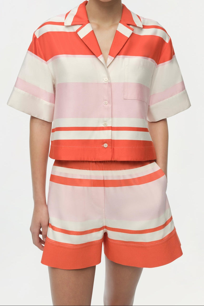 Simkhai Karleigh Drawstring Shorts in Tulip Stripe